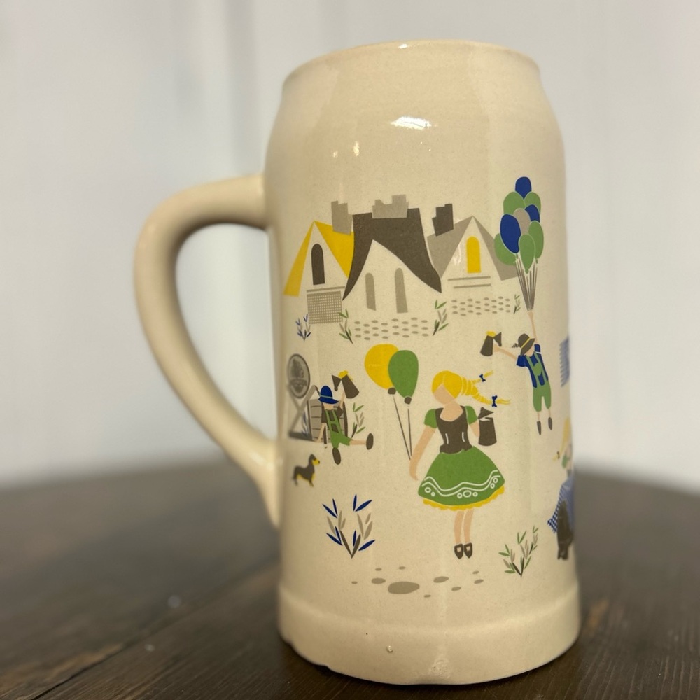 Steam Whistle Stoneware Ceramic Octoberfest Beer Stein 1L with Village Scenery